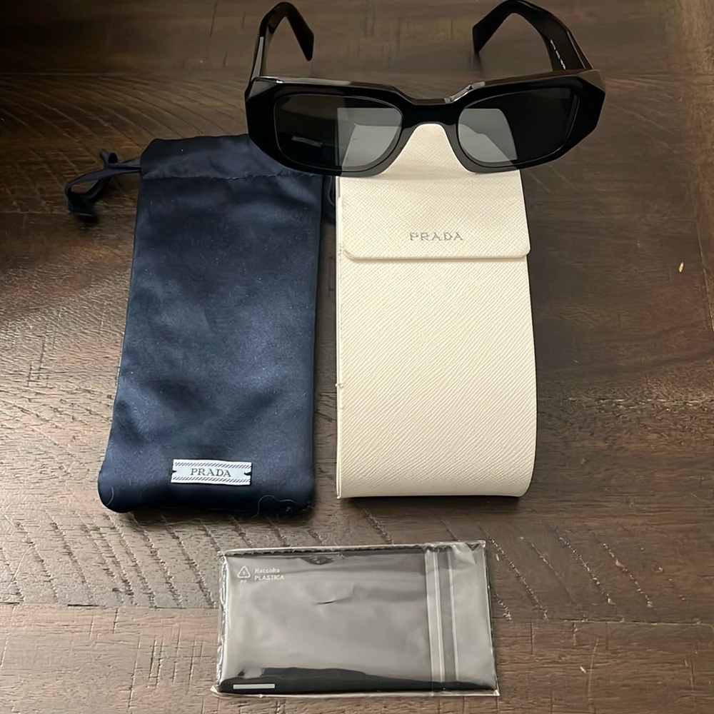 Prada SPR17W black rectangle sunglasses